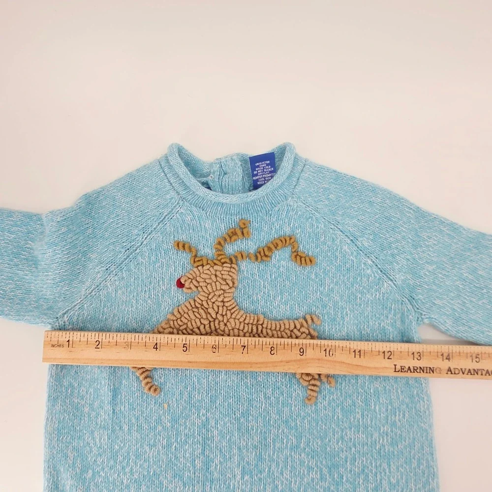 Genuine Kids OshKosh Blue Reindeer Rabbit Hair Blend Knit Sweater Toddler 2T Y2K